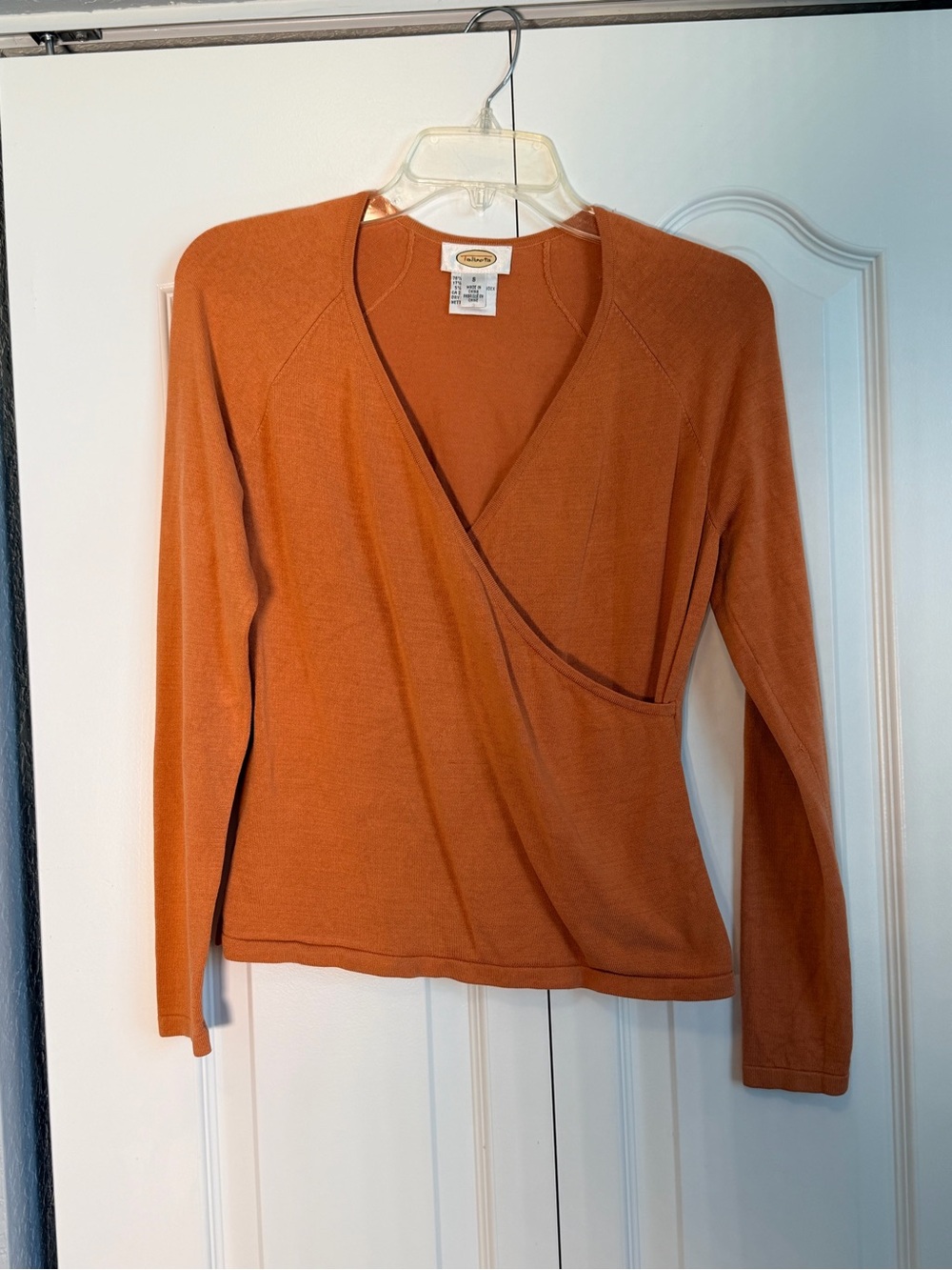 Talbots Rust Orange Surplice Long Sleeve Top